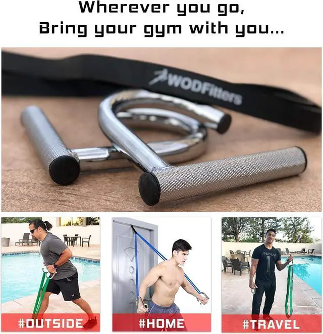 Alt view image 2 of 7 - WODFitters Home Gym Handles - Portable Home Gym Workout Equipment for Resistance Bands - Full Body Workout Kit for Home and Travel - KX10 Handle Set (No Bands)