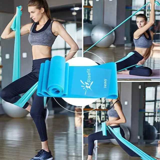 Alt view image 2 of 7 - Therapy Flat Resistance Bands Set, Latex Free Flat Elastic Exercise Stretch Bands for Stretching, Flexibility, Pilates, Yoga, Ballet, Gymnastics, Rehab, Workout, Pink, Purple, Blue (3 Pack, 5 FT long)