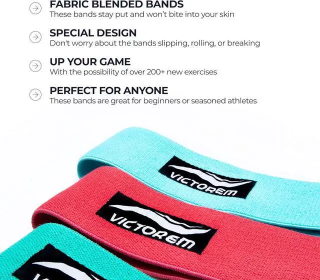 Alt view image 3 of 7 - Victorem Resistance Hip Booty Bands Set - Fabric Bands for Glutes and Legs Exercise - with Digital Workout Guide