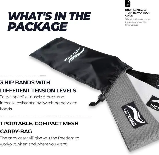 Alt view image 4 of 7 - Victorem Resistance Hip Booty Bands Set - Fabric Bands for Glutes and Legs Exercise - with Digital Workout Guide