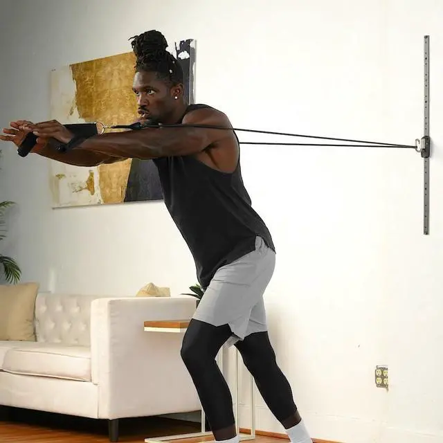 Alt view image 6 of 7 - Space Saver Gym Resistance Bands Exercise Equipment for at Home Fitness Workout | Resistance Band Wall Anchor for Kinetic Bands with 1 Rail, 1 Rail Car