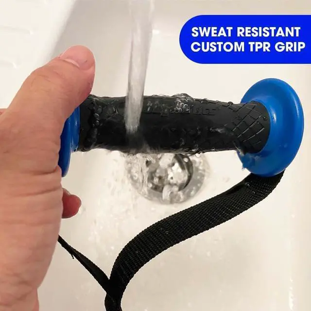 Alt view image 2 of 3 - Bodylastics Resistance Band Handles, Ergonomic Gym Handles with Upgraded TPR Waffle Exercise Grips, Strong Handles for Resistance Bands with Nylon Webbing and Welded O-Rings