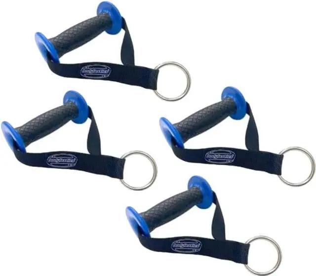 Main image of Bodylastics Resistance Band Handles, Ergonomic Gym Handles with Upgraded TPR Waffle Exercise Grips, Strong Handles for Resistance Bands with Nylon Webbing and Welded O-Rings