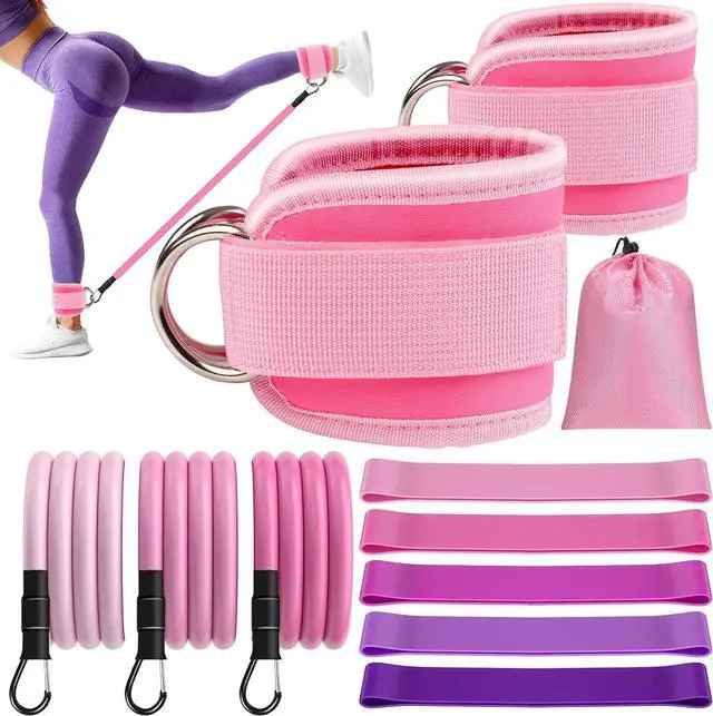 Main image of 11 Pcs Ankle Resistance Bands with Cuffs, Glutes Workout Ankle Weights for Women Working Out, Exercise Bands Set with Ankle Straps for Leg Butt Exercise Equipment - Perfect for Home Workouts