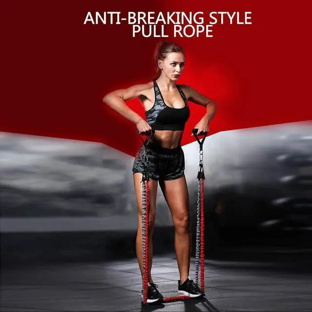 Alt view image 3 of 7 - Resistance Band with Handle, Exercise Bands with Handles, Ideal for Strength Training, Muscle Toning, Physical Therapy