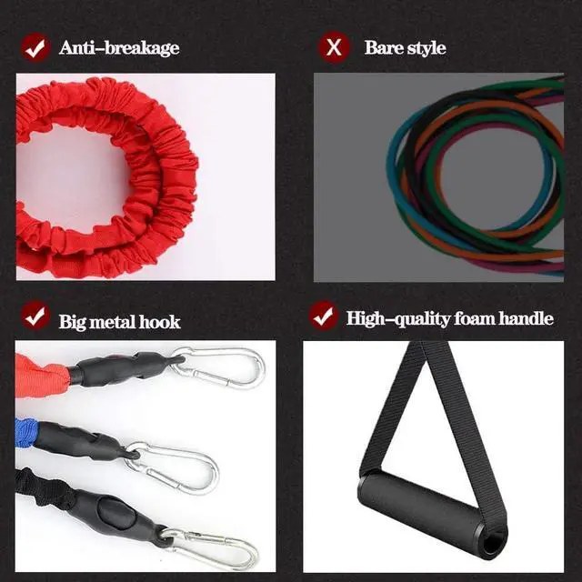Alt view image 4 of 7 - Resistance Band with Handle, Exercise Bands with Handles, Ideal for Strength Training, Muscle Toning, Physical Therapy