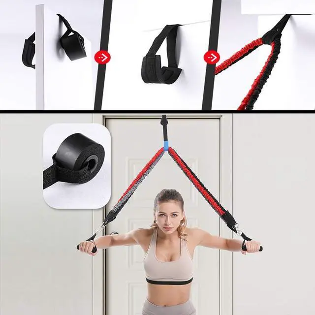Alt view image 5 of 7 - Resistance Band with Handle, Exercise Bands with Handles, Ideal for Strength Training, Muscle Toning, Physical Therapy