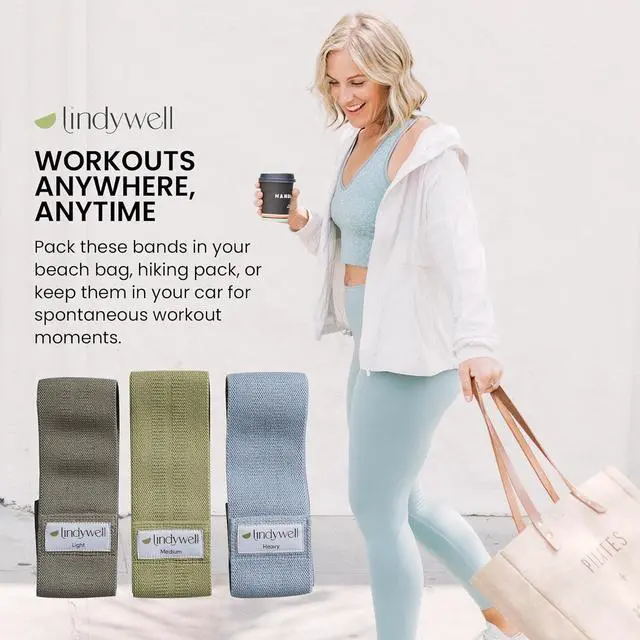 Alt view image 4 of 7 - Lindywell Fabric & Exercise Bands for Women & Men - Resistance Bands for Working Out, Including Glute Activation, Strength Training, Physical Therapy - Durable, Non-Slip & Perfect for Home Or Gym Use