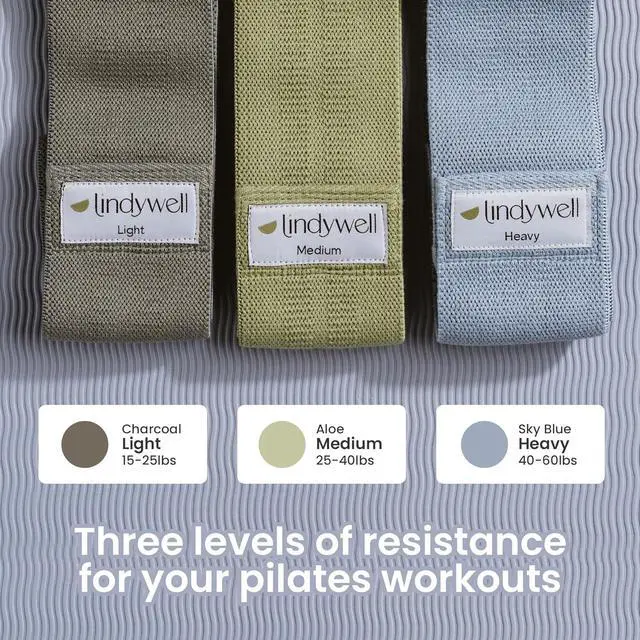 Alt view image 7 of 7 - Lindywell Fabric & Exercise Bands for Women & Men - Resistance Bands for Working Out, Including Glute Activation, Strength Training, Physical Therapy - Durable, Non-Slip & Perfect for Home Or Gym Use