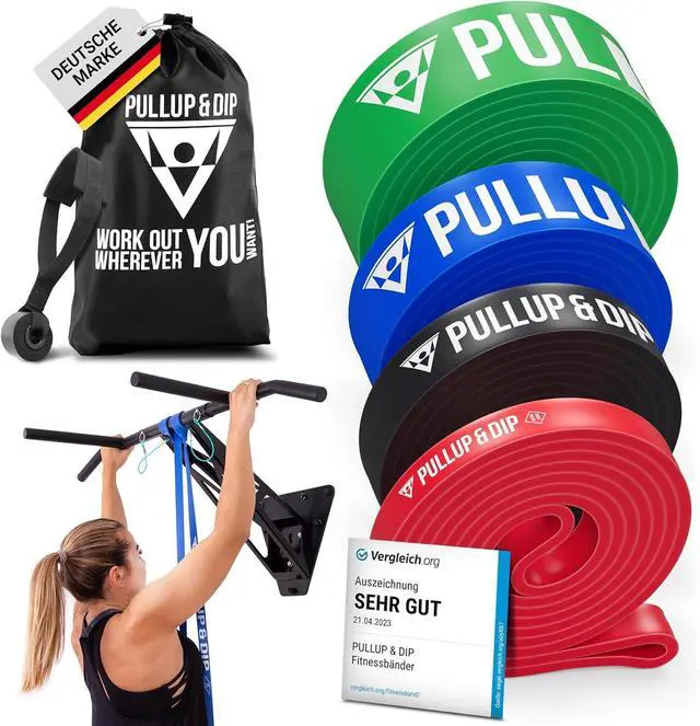 Main image of PULLUP & DIP Fitness Bands, Resistance Bands with Bag, Door Anchor (with Sets) and Exercise Guide - Single & in Value Set, Pull-Up Band Fitness Band for Calisthenics