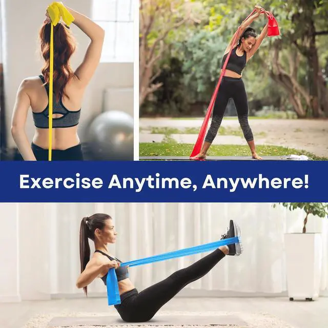 Alt view image 3 of 7 - RMS Resistance Bands with Instruction Guide & Carry Bag - Latex Free Exercise Band for Working Out, Physical Therapy, Rehab, Stretch, Yoga & Pilates, Set of 3