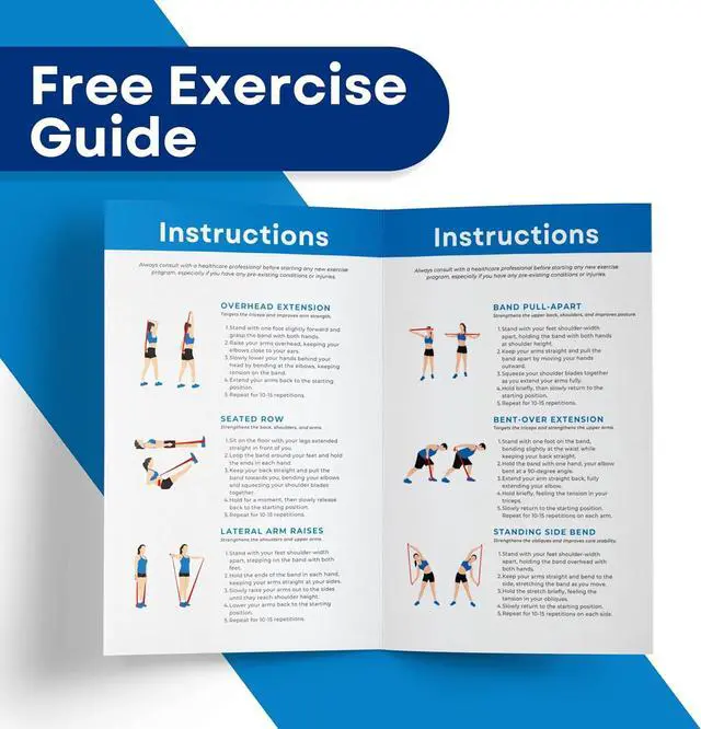 Alt view image 7 of 7 - RMS Resistance Bands with Instruction Guide & Carry Bag - Latex Free Exercise Band for Working Out, Physical Therapy, Rehab, Stretch, Yoga & Pilates, Set of 3