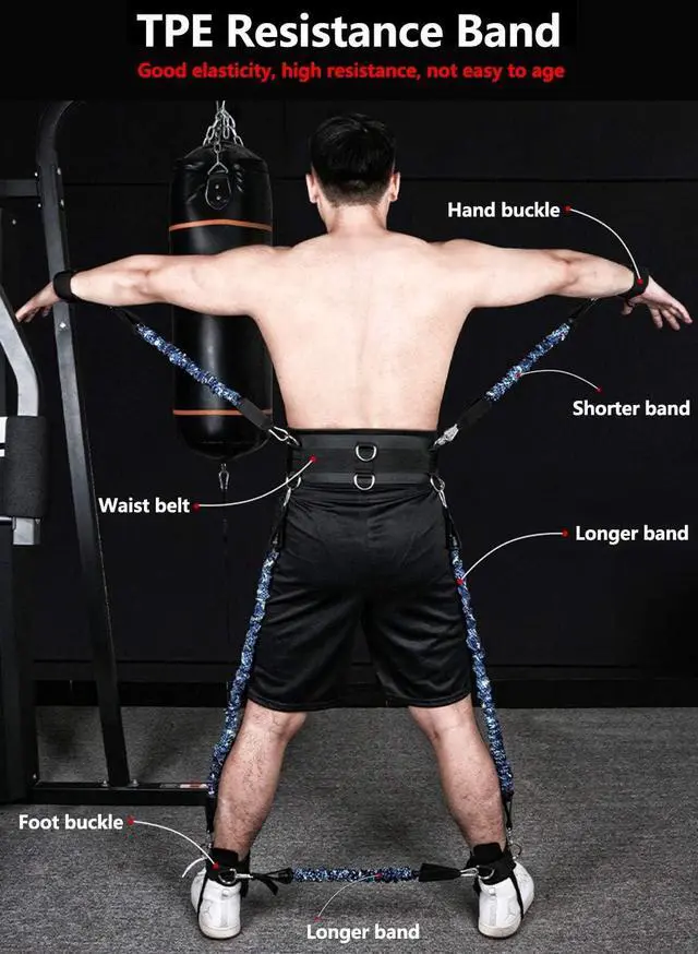 Alt view image 2 of 7 - Boxing Resistance Bands Set for Speed and Agility, Workout Band Ankle Exercise Bands Legs Ankle Straps for Resistance Training Enhance Explosive Power
