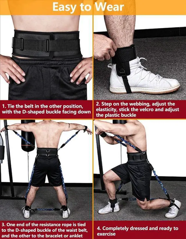 Alt view image 6 of 7 - Boxing Resistance Bands Set for Speed and Agility, Workout Band Ankle Exercise Bands Legs Ankle Straps for Resistance Training Enhance Explosive Power