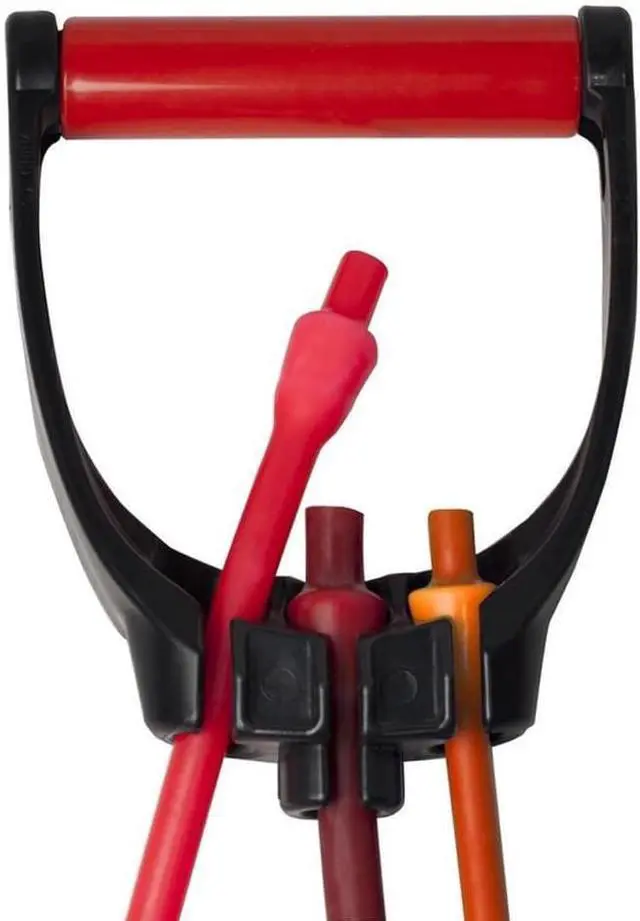 Alt view image 2 of 5 - Lifeline Triple Grip Handles Fit Up to Three Resistance Cables for Continuous Muscle Tension Training , Black/Red