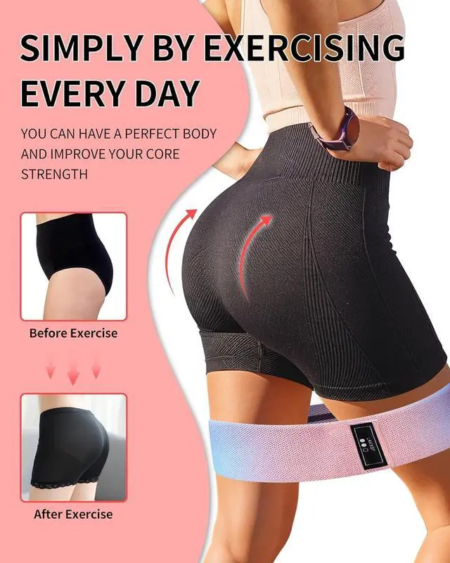 Alt view image 5 of 6 - 6 Pcs Fabric Booty Bands & Long Resistance Bands for Workout Butt and Legs Pull Up Exercise Elastic Stretch Bands Home Gym Fitness Equipment