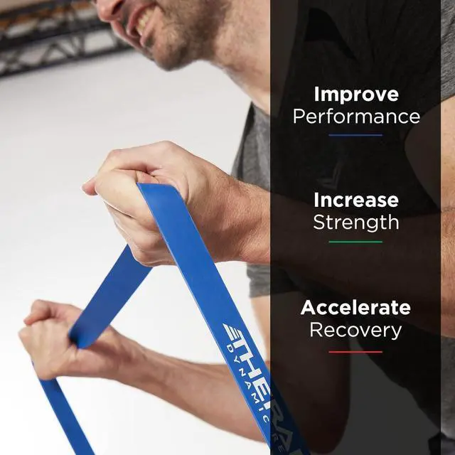 Alt view image 3 of 7 - THERABAND High Resistance Band, Elastic Super Bands for Improving Flexibility, Injury Rehab, & Full Body Workouts, Heavy Duty Stretch Bands for Powerlifting, Heavy, Blue, 35 lbs. Resistance