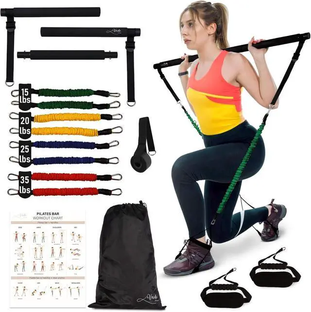 Main image of Verde Acqua Pilates Essentials Kit for Short Women with Resistance Bands - Multifunctional Pilates Sculpt Bar - Home Gym Workout Equipment - Includes Exercise Chart for Full Body Workout
