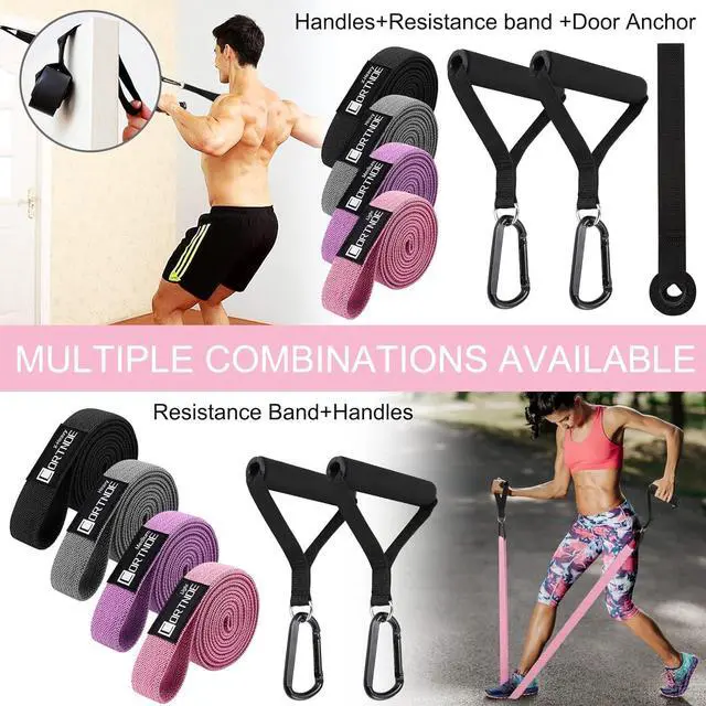 Alt view image 2 of 6 - Resistance Bands with Handles,Pull Up Bands Fabric Long Resistance Bands Set of 10 Long Workout Bands with Door Anchor, Handles, Exercise Bands for Working Out, Weight Training