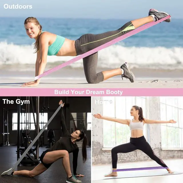 Alt view image 5 of 6 - Resistance Bands with Handles,Pull Up Bands Fabric Long Resistance Bands Set of 10 Long Workout Bands with Door Anchor, Handles, Exercise Bands for Working Out, Weight Training