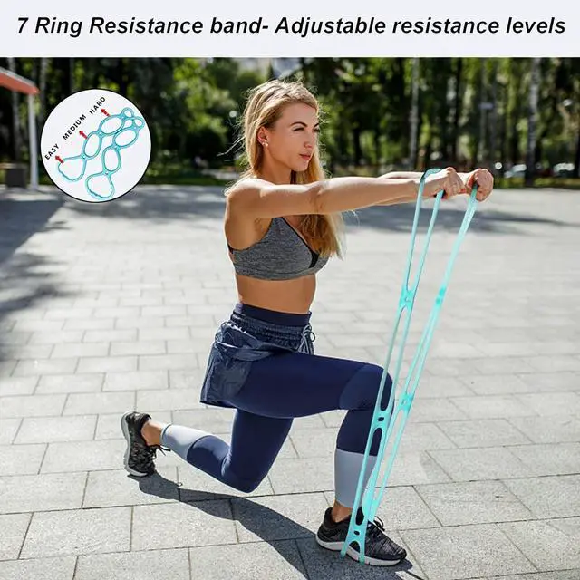 Alt view image 2 of 7 - 7 Ring Stretch Resistance Exercise Band, Miracle Miles Band, Yoga Stretching, Arm, Shoulders Foot, Leg Fitness Home Gym Physical Therapy Band