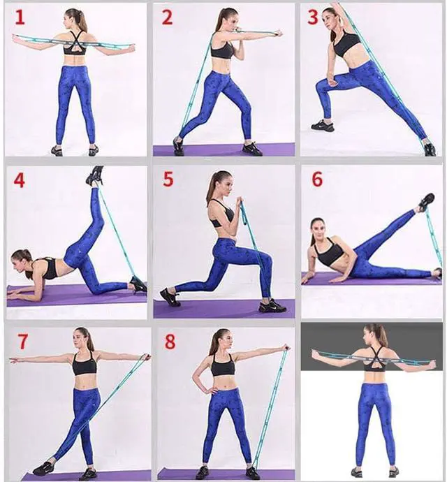 Alt view image 7 of 7 - 7 Ring Stretch Resistance Exercise Band, Miracle Miles Band, Yoga Stretching, Arm, Shoulders Foot, Leg Fitness Home Gym Physical Therapy Band