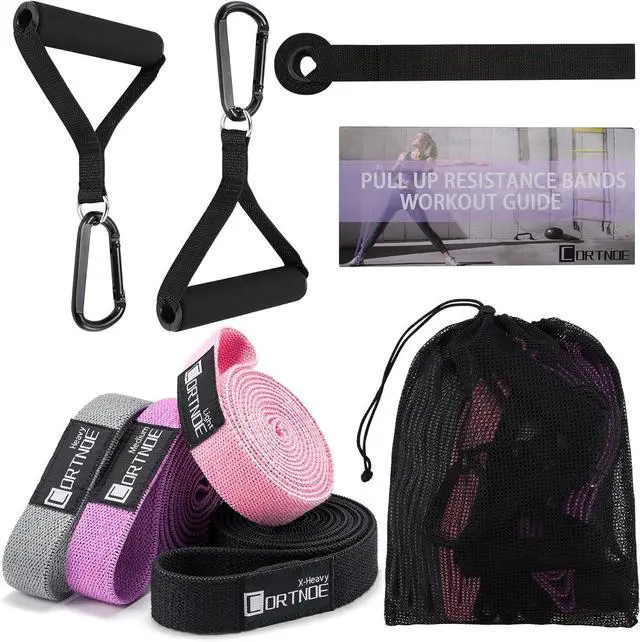 Alt view image 6 of 6 - Resistance Bands with Handles,Pull Up Bands Fabric Long Resistance Bands Set of 10 Long Workout Bands with Door Anchor, Handles, Exercise Bands for Working Out, Weight Training