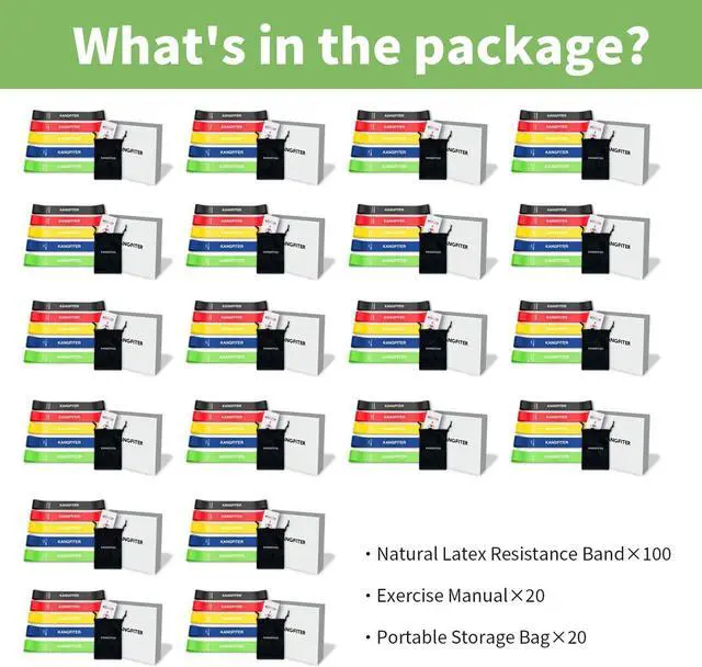 Alt view image 6 of 7 - 100 PCS Bulk Resistance Bands, Loop Exercise Bands Set for Gym Members Sports Class Students Gift, 5 Pieces Each Set with Storage Bag, Fitness Bands for Outdoor Home Gym Yoga Pilates