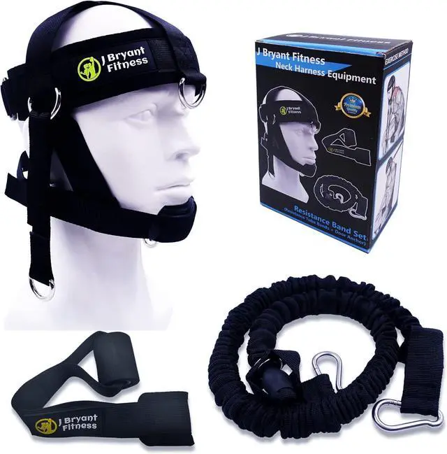 Main image of J Bryant Neck Harness Head - Weight Lifting with Resistance Tube Bands - Door Anchor Set Adjustable Neck Training Strap Exercise Equipment