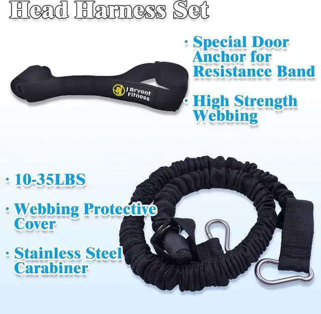 Alt view image 6 of 6 - J Bryant Neck Harness Head - Weight Lifting with Resistance Tube Bands - Door Anchor Set Adjustable Neck Training Strap Exercise Equipment