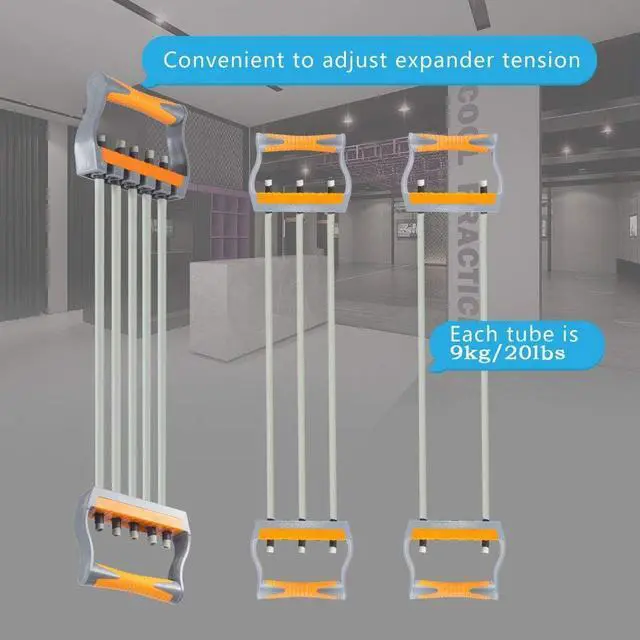 Alt view image 6 of 7 - TOCO FREIDO Chest Expander | Arm Training, 5 Tubes Ajustable Arm Strength Trainer, Exercise Resistance Bands for Home Fitness Muscle Training Body Building