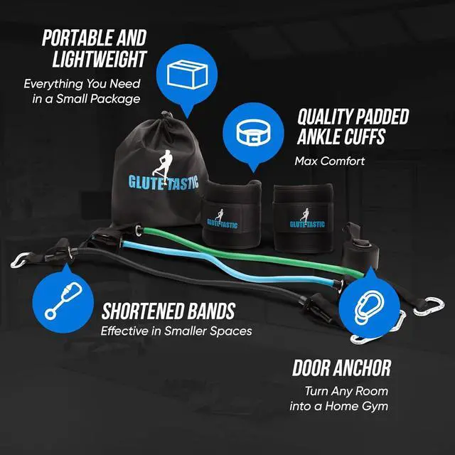 Alt view image 3 of 7 - Glute-Tastic - Ankle Kickback Strap with Resistance Bands for Butt & Hip Exercises