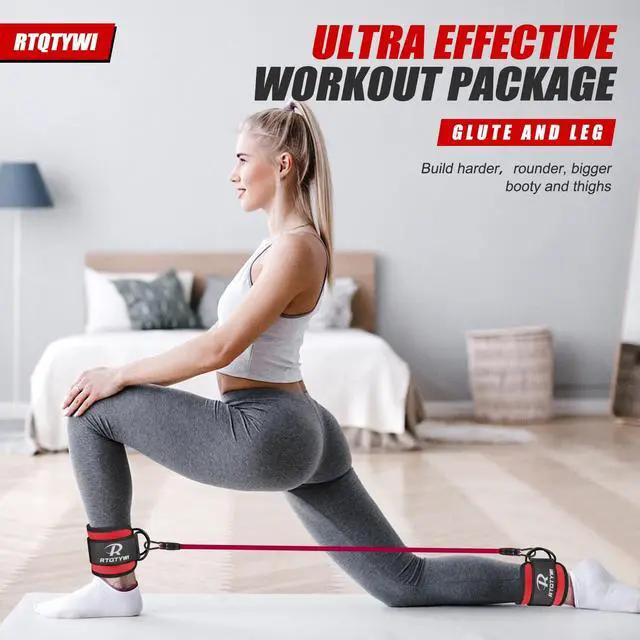 Alt view image 6 of 7 - Ankle Resistance Bands Set - Adjustable 60LB Tube Bands for Glutes & Legs Workouts - 3 Different Pounds - Recoils - Ankle Strap for Women & Men