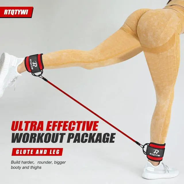 Alt view image 7 of 7 - Ankle Resistance Bands Set - Adjustable 60LB Tube Bands for Glutes & Legs Workouts - 3 Different Pounds - Recoils - Ankle Strap for Women & Men