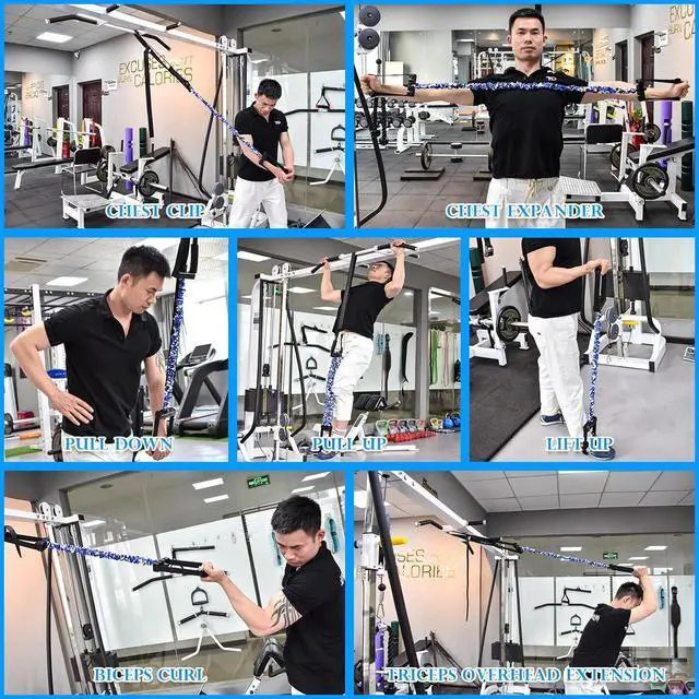 Alt view image 2 of 7 - Brebebe Pull Up Assist Bands Chest Expander, Resistance Bands with Handles Natural Latex 200 LB Load, for Chin Up, Biceps Curl, Triceps Train, Overhead Extension, Shoulder Workout