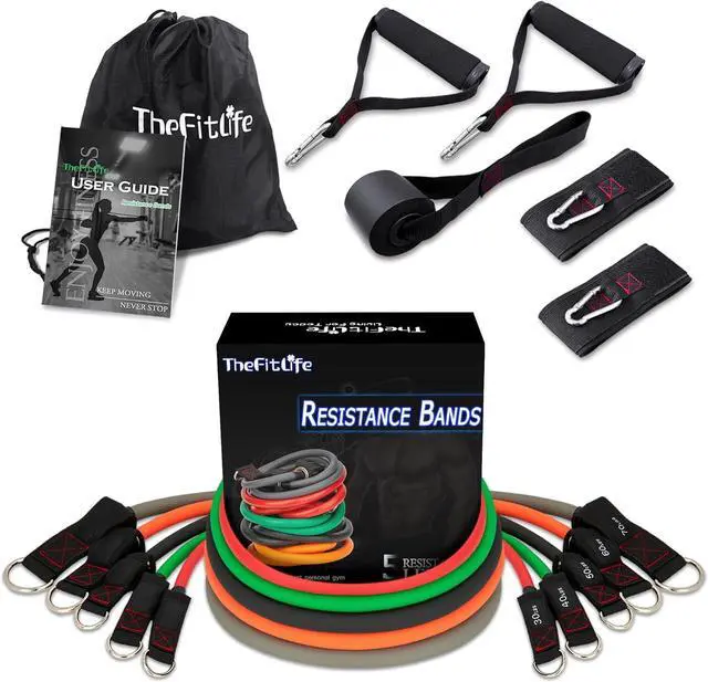 Main image of TheFitLife Resistance Bands with Handles - Designed for American Body Types, Exercise Workout Tubes for Men, Women, Includes Large Handles, Ankle Straps, Door Anchor, Fitness Levels