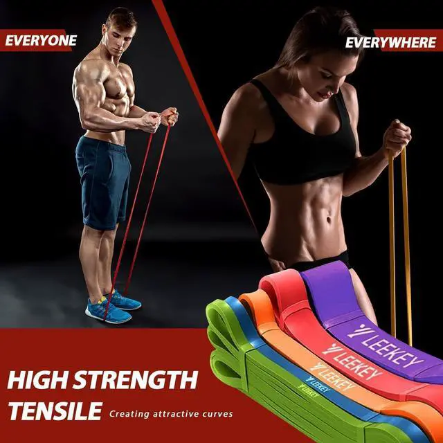 Alt view image 4 of 6 - LEEKEY Resistance Bands, Exercise Bands with Handles,Pull Up Assist Bands - Bands for Working Out,Band for Men and Women Fitness Training, Physical Therapy,Home Workouts