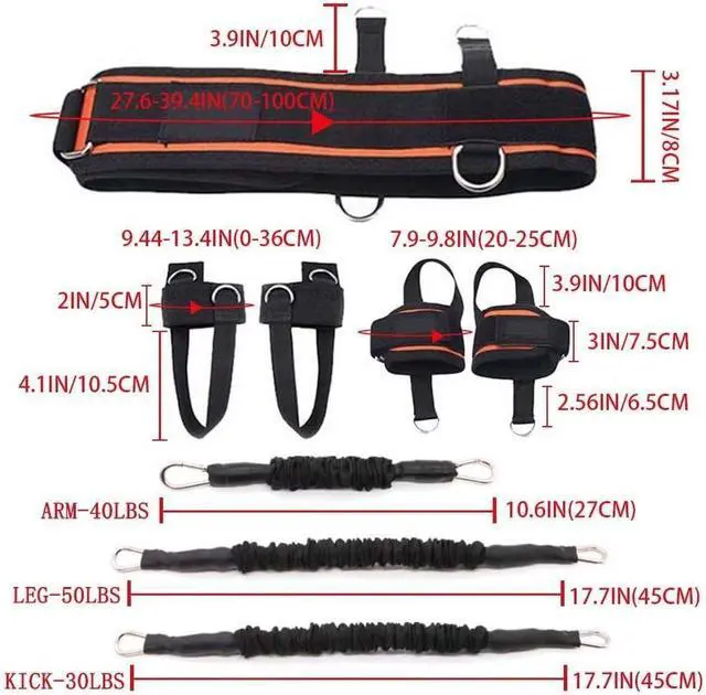 Alt view image 4 of 7 - Exercise Boxing Resistance Bands Leg Strength Training Home Workout Equipment Bounce, Explosive Power Training for MMA, Bounce,etc Indoor and Outdoor Fitness Training, Set of 12