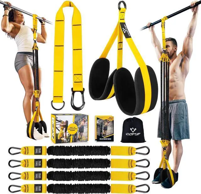 Main image of Heavy-Duty Pull Up Resistance Bands with Adjustable Resistance & Height, Dual Stable Foot Support Pedals, Assist Beginners in Pull Up Workout