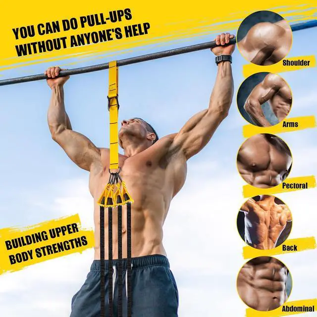 Alt view image 7 of 7 - Heavy-Duty Pull Up Resistance Bands with Adjustable Resistance & Height, Dual Stable Foot Support Pedals, Assist Beginners in Pull Up Workout