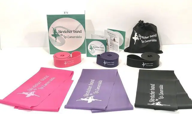 Alt view image 6 of 7 - La Esmeralda Stretch Bands Set of 2 for Ballet, Dancers, Gymnastics .Resistance Bands to Improve Flexibility, Splitting and Strenght. 3 Colors, Gift Box, Instruction Booklet, Carry Bag Including.