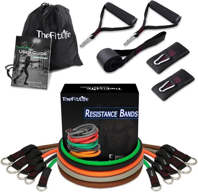 Main image of TheFitLife Resistance Bands with Handles - Designed for American Body Types, Exercise Workout Tubes for Men, Women, Includes Large Handles, Ankle Straps, Door Anchor, Fitness Levels