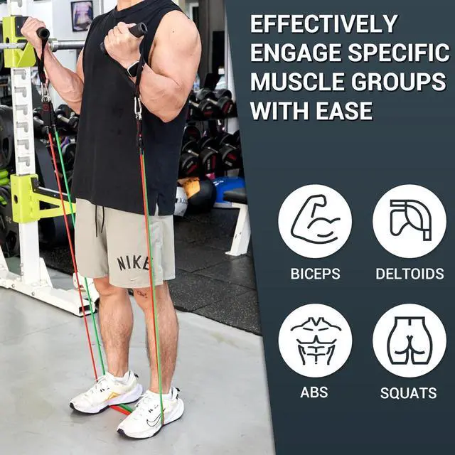 Alt view image 2 of 7 - TheFitLife Resistance Bands with Handles - Designed for American Body Types, Exercise Workout Tubes for Men, Women, Includes Large Handles, Ankle Straps, Door Anchor, Fitness Levels