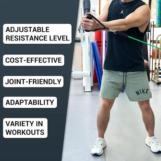Alt view image 4 of 7 - TheFitLife Resistance Bands with Handles - Designed for American Body Types, Exercise Workout Tubes for Men, Women, Includes Large Handles, Ankle Straps, Door Anchor, Fitness Levels