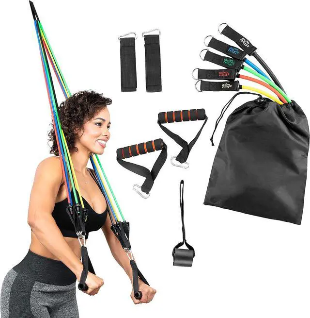 Main image of Serenily Exercise Bands, Resistance Bands for Women & Men. Workout Bands with Handles, Straps & Door Anchor Fitness Bands for Resistance Training, Home Workout Equipment Gym Bands for Physical Therapy