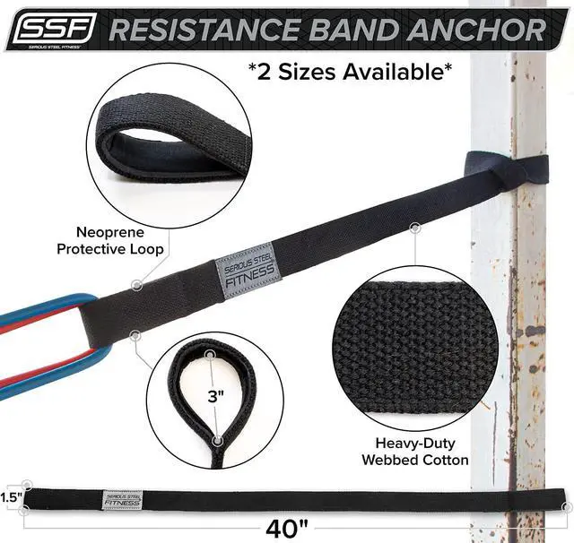 Alt view image 7 of 7 - Serious Steel Fitness Resistance Exercise Band and Resistance Tube Anchors (Strap or Door Anchor)