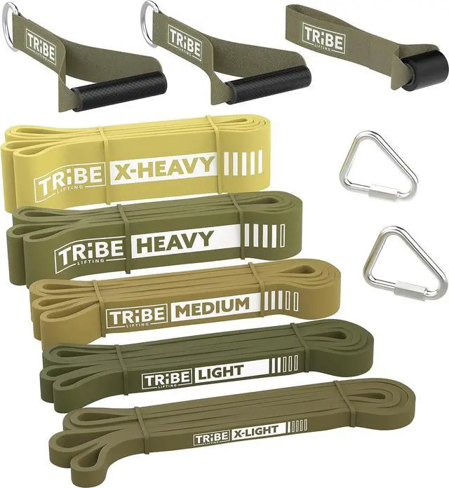 Main image of Long Resistance Bands for Working Out Men and Women - Set of 5 Pull-Up Bands, Rubber Handles and Door Anchor - Workout Bands Resistance for Men - Exercise Bands Resistance Bands Set