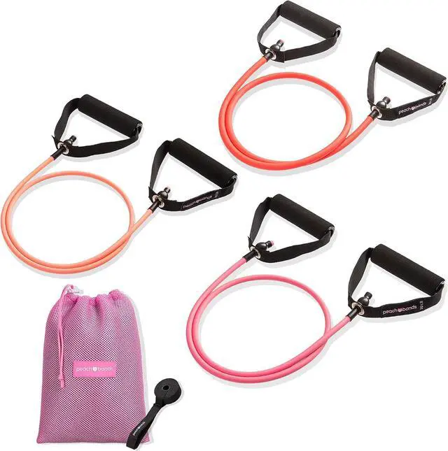 Main image of Peach Bands Resistance Tube Bands Set - Exercise Bands with Handles, Door Anchor and Workout Guide