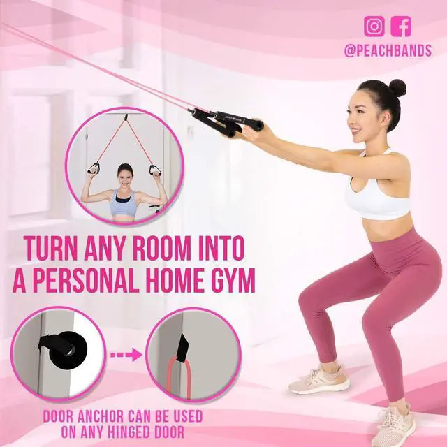 Alt view image 3 of 4 - Peach Bands Resistance Tube Bands Set - Exercise Bands with Handles, Door Anchor and Workout Guide