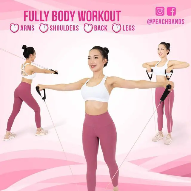 Alt view image 4 of 4 - Peach Bands Resistance Tube Bands Set - Exercise Bands with Handles, Door Anchor and Workout Guide